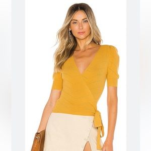 Majorelle Ginette Wrap Sweater Cardigan Mustard $168 S